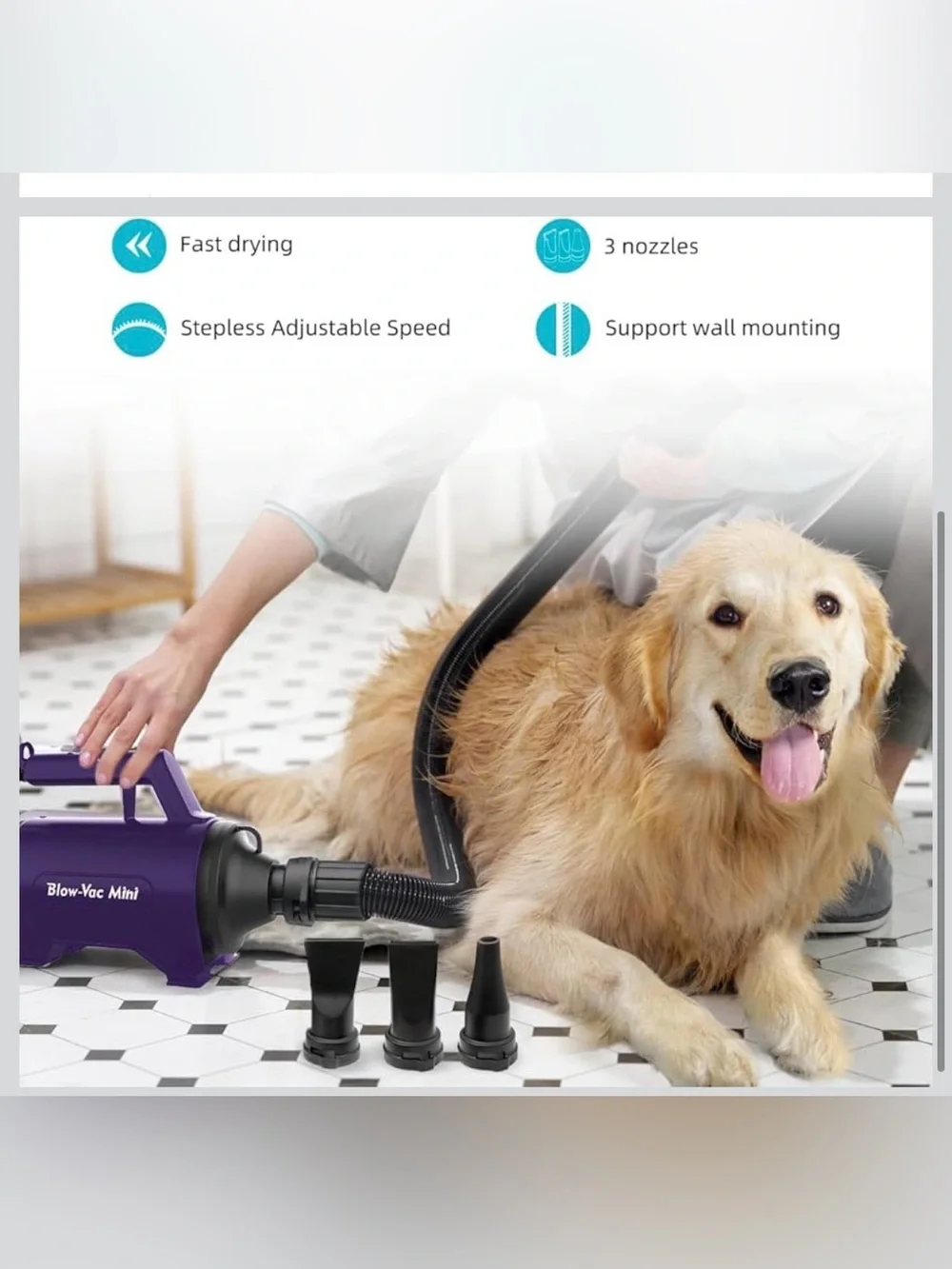 Dog Dryer High Velocity Professional Dog/Pet Grooming Force Hair Dryer/Blower - Picture 3 of 6